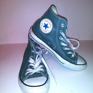 CONVERSE GREY LEATHER HIGH TOPS M5 W7